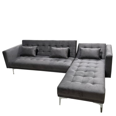 Καναπές Κρεβάτι Γωνιακός ArteLibre ARION Γκρι Ύφασμα 244x162x84cm