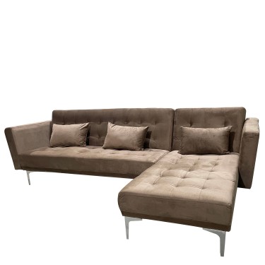 Καναπές Κρεβάτι Γωνιακός ArteLibre ARION Καφέ Ύφασμα 244x162x84cm