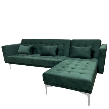 Καναπές Κρεβάτι Γωνιακός ArteLibre ARION Πράσινο Ύφασμα 244x162x84cm