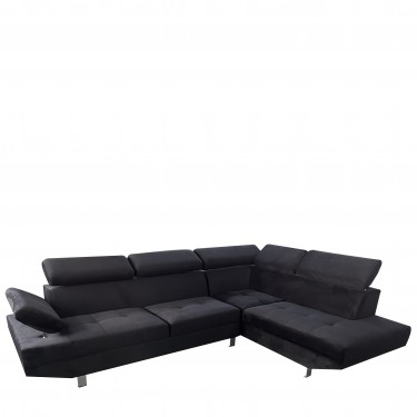 Καναπές Γωνιακός ArteLibre OZMA Μαύρο Ύφασμα 254x160x70cm