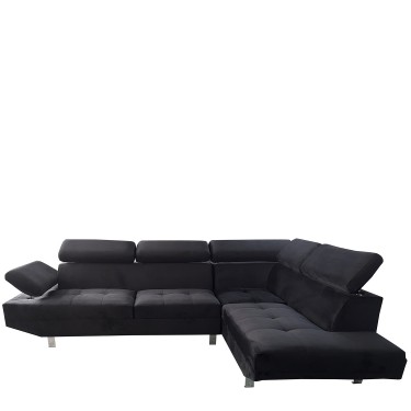 Καναπές Γωνιακός ArteLibre OZMA Μαύρο Ύφασμα 254x160x70cm