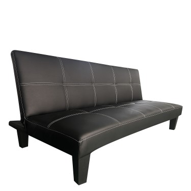 Καναπές Κρεβάτι Τριθέσιος ArteLibre ERYNDOR Μαύρο PU 186x90x82cm