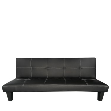 Καναπές Κρεβάτι Τριθέσιος ArteLibre ERYNDOR Μαύρο PU 186x90x82cm