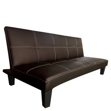 Καναπές Κρεβάτι Τριθέσιος ArteLibre ERYNDOR Ανοιχτό Καφέ PU 186x90x82cm