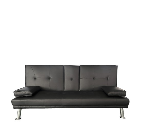 Καναπές Κρεβάτι Τριθέσιος ArteLibre ALFRED Μαύρο PU 164x76.5x79cm