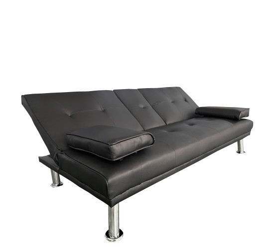 Καναπές Κρεβάτι Τριθέσιος ArteLibre ALFRED Μαύρο PU 164x76.5x79cm