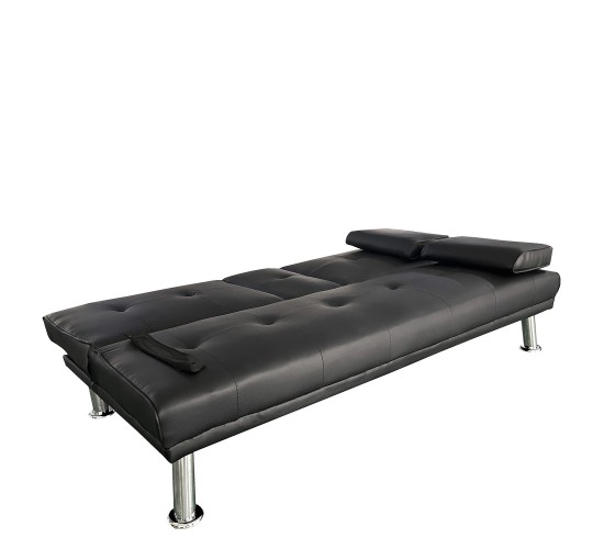 Καναπές Κρεβάτι Τριθέσιος ArteLibre ALFRED Μαύρο PU 164x76.5x79cm