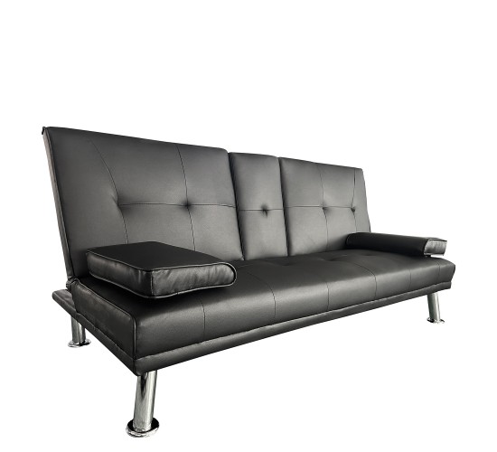 Καναπές Κρεβάτι Τριθέσιος ArteLibre ALFRED Μαύρο PU 164x76.5x79cm