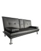 Καναπές Κρεβάτι Τριθέσιος ArteLibre ALFRED Μαύρο PU 164x76.5x79cm