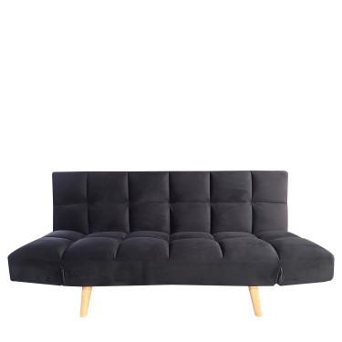 Καναπές Κρεβάτι Τριθέσιος ArteLibre ELVINA Μαύρο Ύφασμα 182x82x88cm