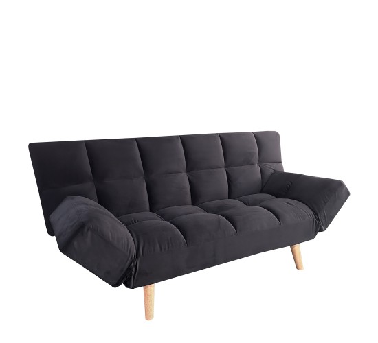 Καναπές Κρεβάτι Τριθέσιος ArteLibre ELVINA Μαύρο Ύφασμα 182x82x88cm