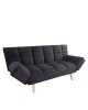 Καναπές Κρεβάτι Τριθέσιος ArteLibre ELVINA Μαύρο Ύφασμα 182x82x88cm