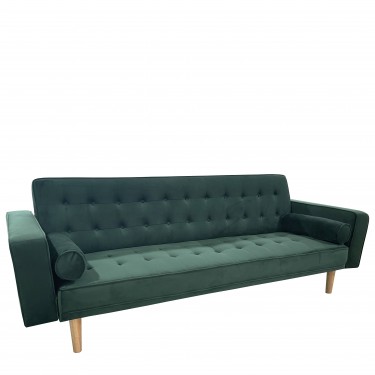 Καναπές Κρεβάτι Τριθέσιος ArteLibre AUBREY Πράσινο Ύφασμα 224x88x84cm