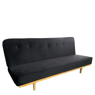 Καναπές Κρεβάτι Τριθέσιος ArteLibre CELESTE Μαύρο Ύφασμα 193x85x88cm