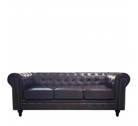 Καναπές Τριθέσιος ArteLibre AVERY Σκούρο Καφέ PU 208x90x73cm Καναπές Τριθέσιος ArteLibre AVERY Σκούρο Καφέ PU 208x90x73cm