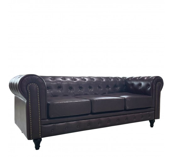 Καναπές Τριθέσιος ArteLibre AVERY Σκούρο Καφέ PU 208x90x73cm Καναπές Τριθέσιος ArteLibre AVERY Σκούρο Καφέ PU 208x90x73cm