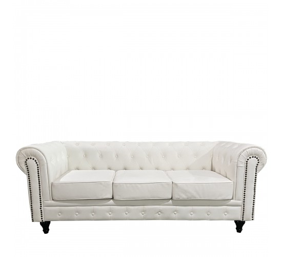 Καναπές Τριθέσιος ArteLibre AVERY Λευκό PU 208x90x73cm Καναπές Τριθέσιος ArteLibre AVERY Λευκό PU 208x90x73cm