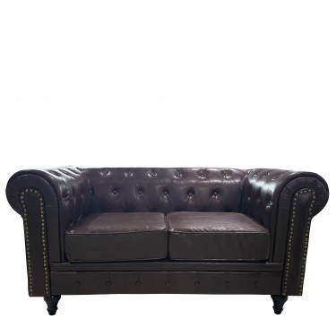 Καναπές Διθέσιος ArteLibre AVERY Σκούρο Καφέ PU 155x90x73cm