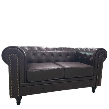 Καναπές Διθέσιος ArteLibre AVERY Σκούρο Καφέ PU 155x90x73cm