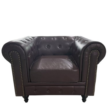 Πολυθρόνα ArteLibre AVERY Σκούρο Καφέ PU 100x90x73cm