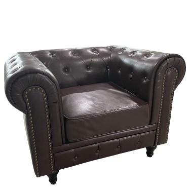 Πολυθρόνα ArteLibre AVERY Σκούρο Καφέ PU 100x90x73cm