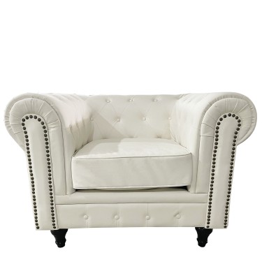 Πολυθρόνα ArteLibre AVERY Λευκό PU 100x90x73cm