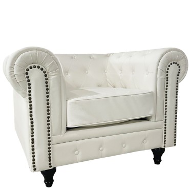 Πολυθρόνα ArteLibre AVERY Λευκό PU 100x90x73cm