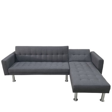 Καναπές Κρεβάτι Γωνιακός ArteLibre OBERON Γκρι Ύφασμα 240x102/175x40cm