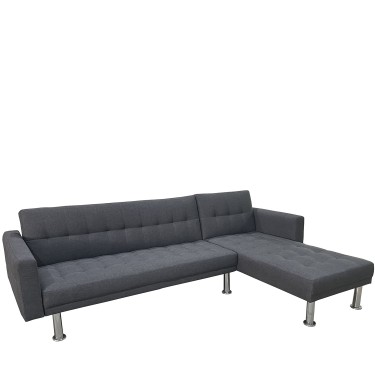 Καναπές Κρεβάτι Γωνιακός ArteLibre OBERON Γκρι Ύφασμα 240x102/175x40cm