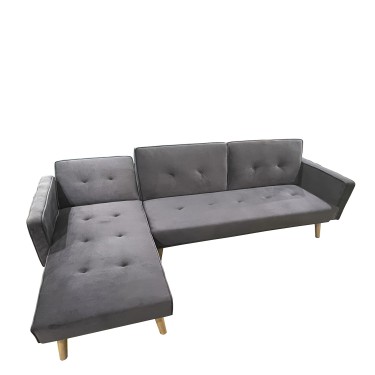 Καναπές Κρεβάτι Γωνιακός ArteLibre EMILIA Γκρι Ύφασμα 267x153x85cm