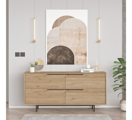 Μπουφές ArteLibre CARTMEL Φυσικό Μοριοσανίδα/Μέταλλο 44.5x160x74.3cm