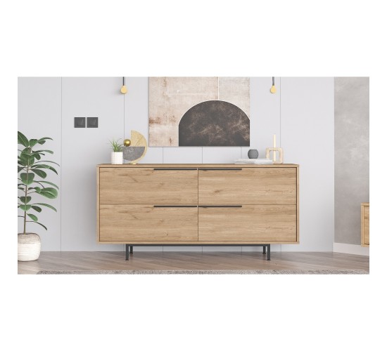 Μπουφές ArteLibre CARTMEL Φυσικό Μοριοσανίδα/Μέταλλο 44.5x160x74.3cm