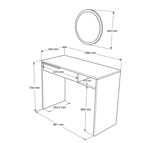 Τουαλέτα ArteLibre DEVON Φυσικό Μοριοσανίδα/Μέταλλο/Γυαλί 100x44.5x75cm