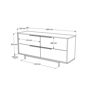 Μπουφές ArteLibre CORNWALL Φυσικό Μοριοσανίδα/Μέταλλο 44.5x160x74.3cm