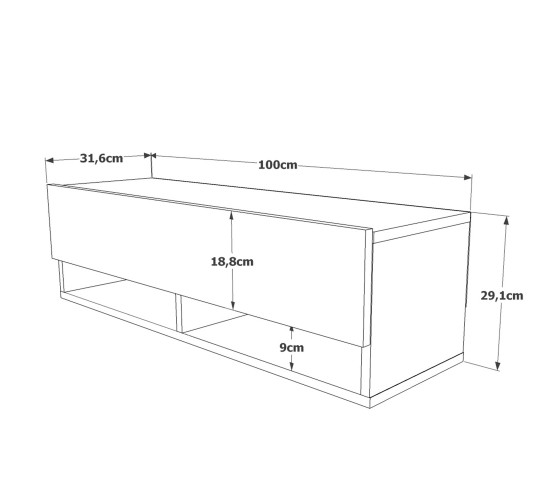 Έπιπλο Τηλεόρασης ArteLibre BEXLEY Πεύκο/Ανθρακί Μοριοσανίδα 100x31.6x29.6cm