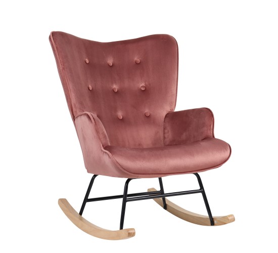 Πολυθρόνα Κουνιστή ArteLibre DARIA Σάπιο Μήλο Βελούδο/Μέταλλο/Ξύλο 85x69x90cm