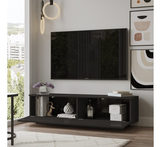 Έπιπλο Τηλεόρασης ArteLibre BRENT Μαύρο Μοριοσανίδα 140x35.5x38.2cm Έπιπλο Τηλεόρασης ArteLibre BRENT Μαύρο Μοριοσανίδα 140x35.5x38.2cm