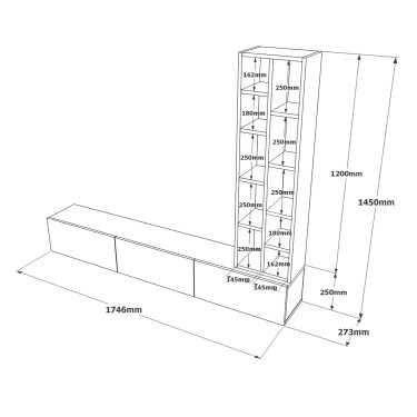 Σύνθετο ArteLibre BROMLEY Λευκό/Καφέ Μοριοσανίδα 174.6x27.3x145cm