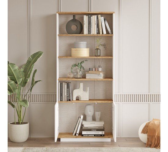 Βιβλιοθήκη ArteLibre BELMONT Πεύκο/Λευκό Μοριοσανίδα 75.5x26.8x168.3cm Βιβλιοθήκη ArteLibre BELMONT Πεύκο/Λευκό Μοριοσανίδα 75.5x26.8x168.3cm