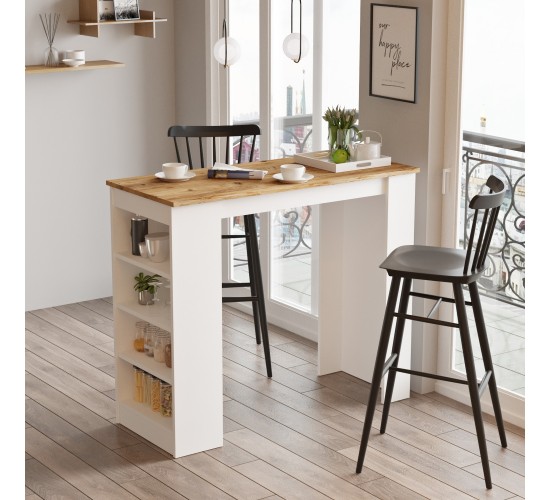 Τραπέζι Bar ArteLibre BROCKLEY Πεύκο/Λευκό Μοριοσανίδα 120x51.6x101.8cm Τραπέζι Bar ArteLibre BROCKLEY Πεύκο/Λευκό Μοριοσανίδα 120x51.6x101.8cm