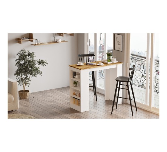 Τραπέζι Bar ArteLibre BROCKLEY Πεύκο/Λευκό Μοριοσανίδα 120x51.6x101.8cm Τραπέζι Bar ArteLibre BROCKLEY Πεύκο/Λευκό Μοριοσανίδα 120x51.6x101.8cm