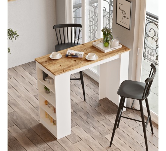 Τραπέζι Bar ArteLibre BROCKLEY Πεύκο/Λευκό Μοριοσανίδα 120x51.6x101.8cm Τραπέζι Bar ArteLibre BROCKLEY Πεύκο/Λευκό Μοριοσανίδα 120x51.6x101.8cm
