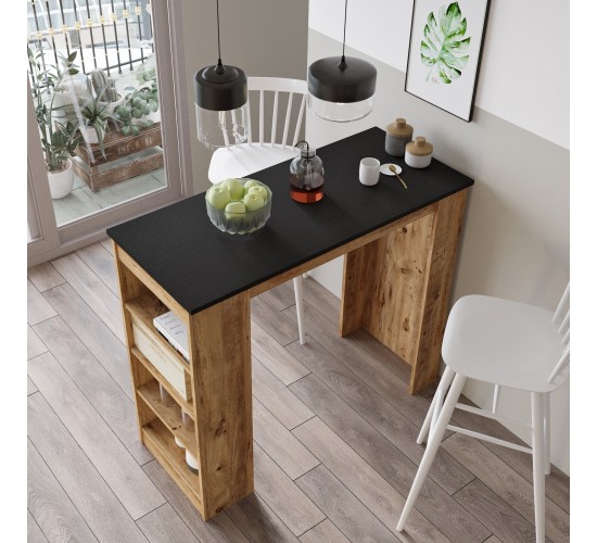 Τραπέζι Bar ArteLibre BROCKLEY Πεύκο/Μαύρο Μοριοσανίδα 120x51.6x101.8cm Τραπέζι Bar ArteLibre BROCKLEY Πεύκο/Μαύρο Μοριοσανίδα 120x51.6x101.8cm