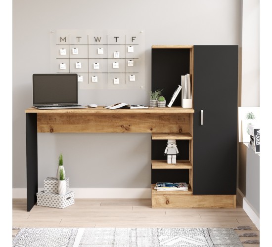 Γραφείο ArteLibre CAMDEN Πεύκο/Μαύρο Μοριοσανίδα 152.3x40x120cm Γραφείο ArteLibre CAMDEN Πεύκο/Μαύρο Μοριοσανίδα 152.3x40x120cm