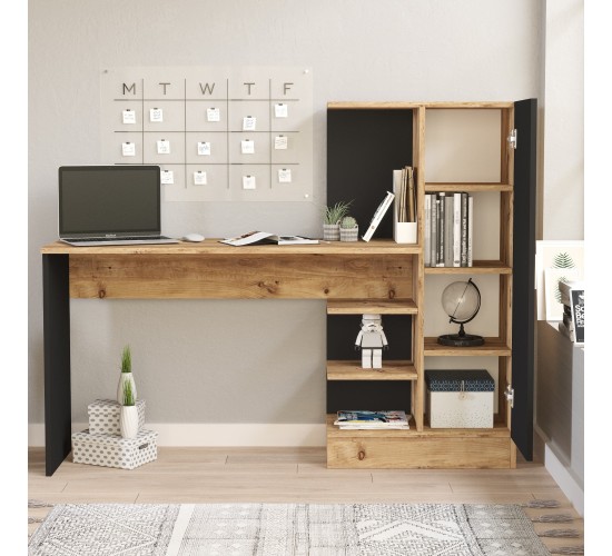 Γραφείο ArteLibre CAMDEN Πεύκο/Μαύρο Μοριοσανίδα 152.3x40x120cm Γραφείο ArteLibre CAMDEN Πεύκο/Μαύρο Μοριοσανίδα 152.3x40x120cm