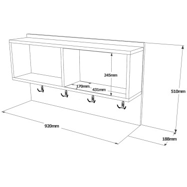 Κρεμάστρα Εισόδου ArteLibre DALSTON Λευκό Μοριοσανίδα 92x18.8x51cm