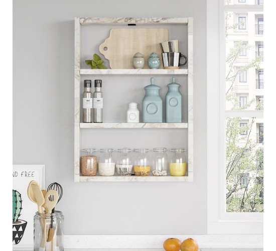 Ράφι Τοίχου ArteLibre EARLS Λευκό Με Εφέ Μάρμαρο Μοριοσανίδα 43.2x9x60cm