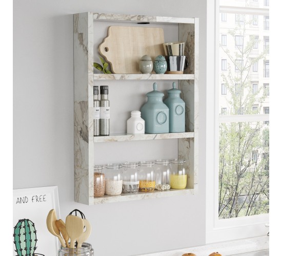 Ράφι Τοίχου ArteLibre EARLS Λευκό Με Εφέ Μάρμαρο Μοριοσανίδα 43.2x9x60cm