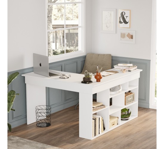Γραφείο ArteLibre FELTHAM Λευκό Μοριοσανίδα 115x120x72cm Γραφείο ArteLibre FELTHAM Λευκό Μοριοσανίδα 115x120x72cm
