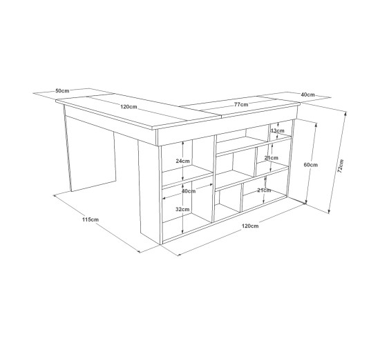 Γραφείο ArteLibre FELTHAM Λευκό Μοριοσανίδα 115x120x72cm Γραφείο ArteLibre FELTHAM Λευκό Μοριοσανίδα 115x120x72cm